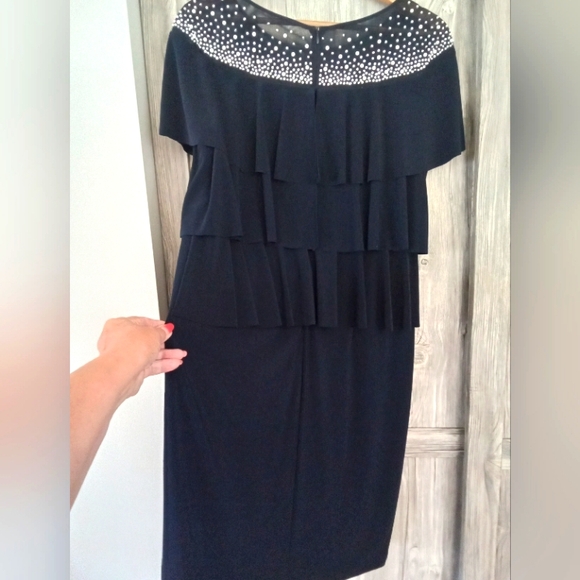 Joseph Ribkoff Navy Ruffle Dress 14 - Picture 8 of 10
